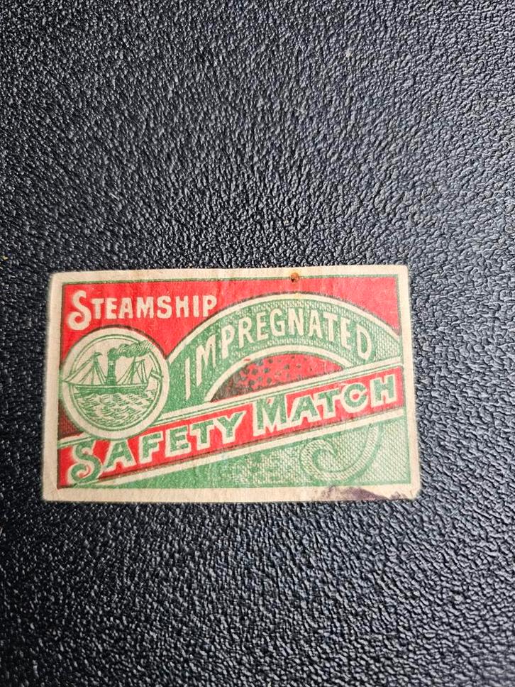 Luciferetiket - Steamship Safety Match, Verzamelen, Rookartikelen, Aanstekers en Luciferdoosjes, Gebruikt, Ophalen of Verzenden
