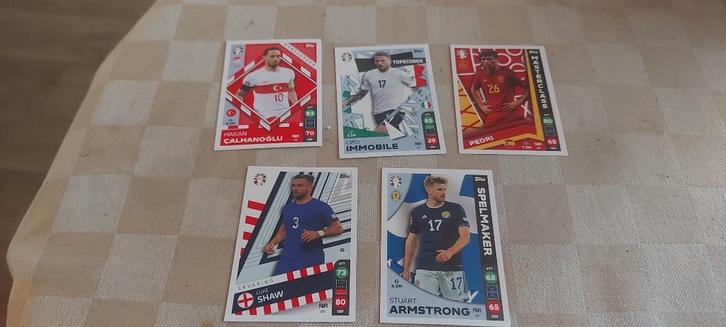 5 voetbal plaatjes oa Pedri Shaw Immobile Armstrong EK 2024, Hobby en Vrije tijd, Stickers en Plaatjes, Nieuw, Meerdere plaatjes