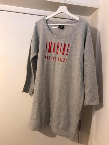 MOET WEG lange sweater grijs nieuw borduursel 46/48 oto 72cm beschikbaar voor biedingen