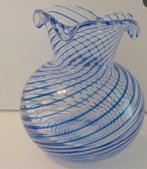 Çeşm-i Bülbül vaas helder glas ,fijne blauwe en witte draden, Ophalen of Verzenden, Blauw, Glas, Minder dan 50 cm