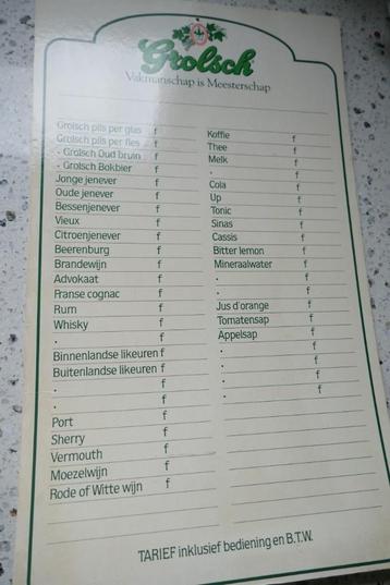 prijslijst grolsch beschikbaar voor biedingen