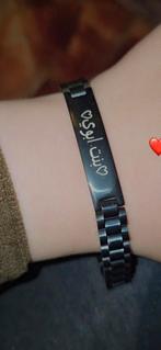 Stijlvolle zwarte armband met gravering, Ophalen of Verzenden