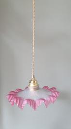 vintage franse frosted glazen hanglamp in Clichy stijl, Vintage, antiek, Ophalen of Verzenden, Minder dan 50 cm, Glas