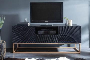 TV Meubel Scorpion Zwart 160cm Massief Mango Hout Scheur