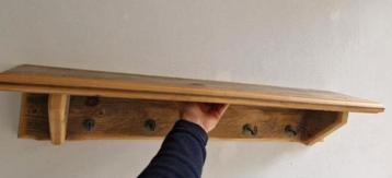 2x steigerhouten wandplank met haakjes (ook per stuk) beschikbaar voor biedingen
