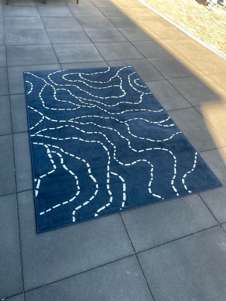 IKEA Ferle Tapijt 133 x 195 - Zwart/Wit - Prima Staat!, Huis en Inrichting, Stoffering | Tapijten en Kleden, Gebruikt, 100 tot 150 cm