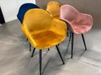 Eetkamerstoel fluweel, Huis en Inrichting, Stoelen, Ophalen, Zwart, Zo goed als nieuw, Vier