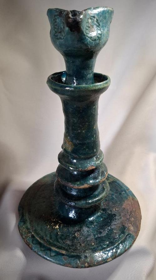 Zeldzame Perzische 17/18e eeuw turkoois glazuur olielamp, Antiek en Kunst, Kunst | Niet-Westerse kunst, Ophalen of Verzenden