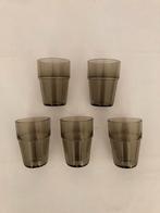 Vintage Arcoroc - France 5x melkbekers in rookglas., Ophalen of Verzenden, Zo goed als nieuw, Waterglas
