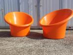 set Jaren 70 oranje kunststof Ikea kuipstoelen retro design, Ophalen, Gebruikt, Kunststof, Twee