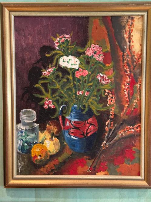 Schilderij, bloemen, vrolijk,, Antiek en Kunst, Kunst | Schilderijen | Klassiek, Ophalen