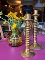 Vintage Gouden Gedraaide Kaarsenstandaards, Huis en Inrichting, Woonaccessoires | Kandelaars en Kaarsen, Gebruikt, Ophalen of Verzenden