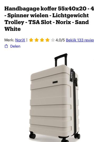 Norix Handbagage Koffer - Zand Wit - 55x40x20 beschikbaar voor biedingen