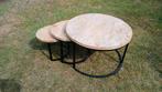 3 delige set salontafel mango hout, Ophalen, Gebruikt, Rond, 50 tot 100 cm