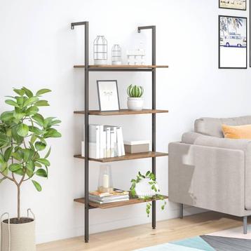 Ladderrek met 4 schappen 64x35x152,5 cm donkerbruin beschikbaar voor biedingen