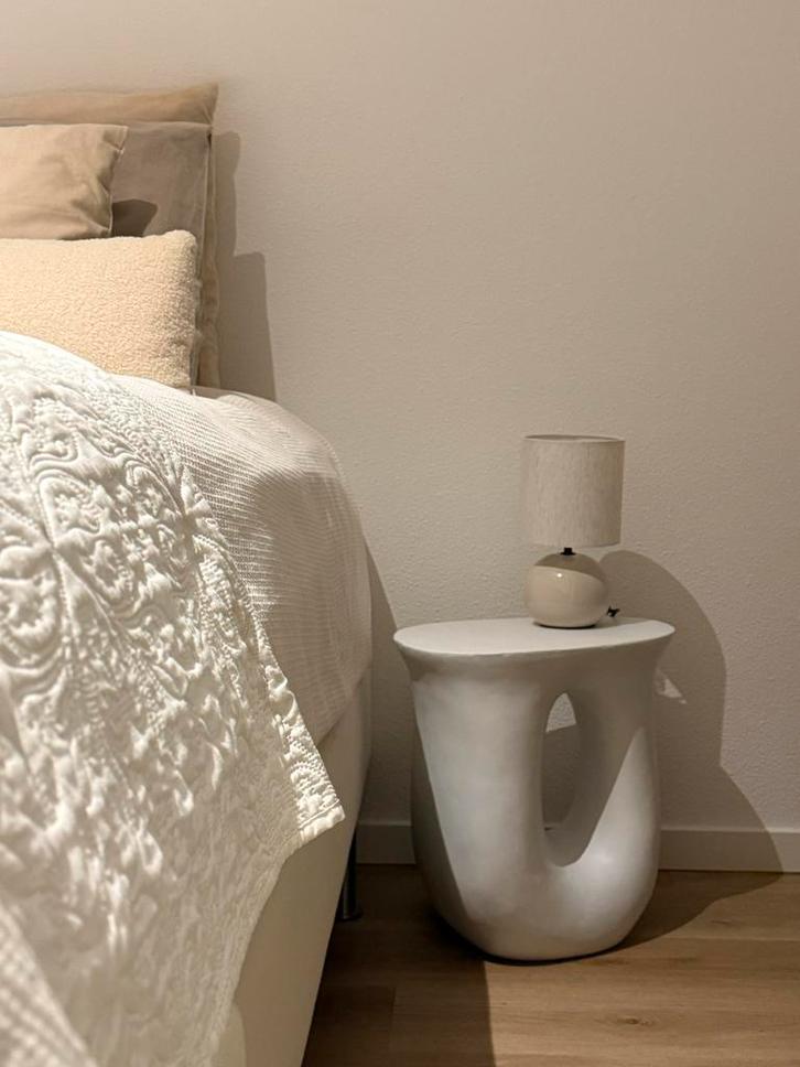 2x Bijzettafel Xenos Japandi Wit, Huis en Inrichting, Lampen | Tafellampen, Zo goed als nieuw, Minder dan 50 cm, Overige materialen