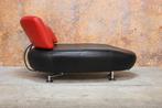 ZGANieuw! zwart rode leren Leolux Kikko design chaise longue, Leolux, Eenpersoons, Design, 150 tot 200 cm
