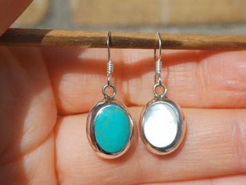 Vanoli 925 zilveren dubbel oorbellen turquoise parelmoer beschikbaar voor biedingen