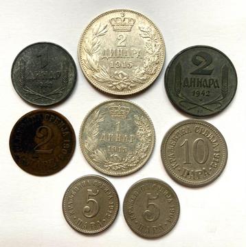 Servië 8x divers incl 2x zilver 1904-1942 beschikbaar voor biedingen