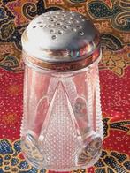 Mooie oude strooier uit Engeland van glas en tin 12,8 cm., Antiek en Kunst, Ophalen of Verzenden