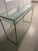 Sidetable metaal met glas z.g.a.n., 25 tot 50 cm, 100 tot 150 cm, Rechthoekig, Zo goed als nieuw