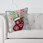 Smyrna, latch hook kussen, diy kit, kerstsok, zelf maken, ke, Hobby en Vrije tijd, Hobby en Meer, Hobby en Meer, Nieuw, Ophalen of Verzenden