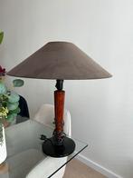 Elegante Tafellamp met Houten Voet & Stoffen Kap, Ophalen of Verzenden, Zo goed als nieuw, Stof, Minder dan 50 cm