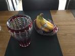 Vintage Glas Set: Fruitschaal & Vaas Bordeaux, Antiek en Kunst, Antiek | Glas en Kristal, Ophalen of Verzenden