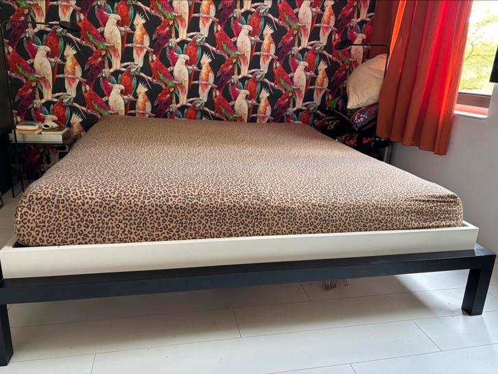 Designbed Jan de Bouvrie, 180x200, Huis en Inrichting, Slaapkamer | Bedden, Tweepersoons, 180 cm, 200 cm, Hout, Wit, Ophalen