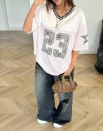 Leuke panterprint jersey, Verzenden, Korte mouw, Roze, Maat 36 (S)