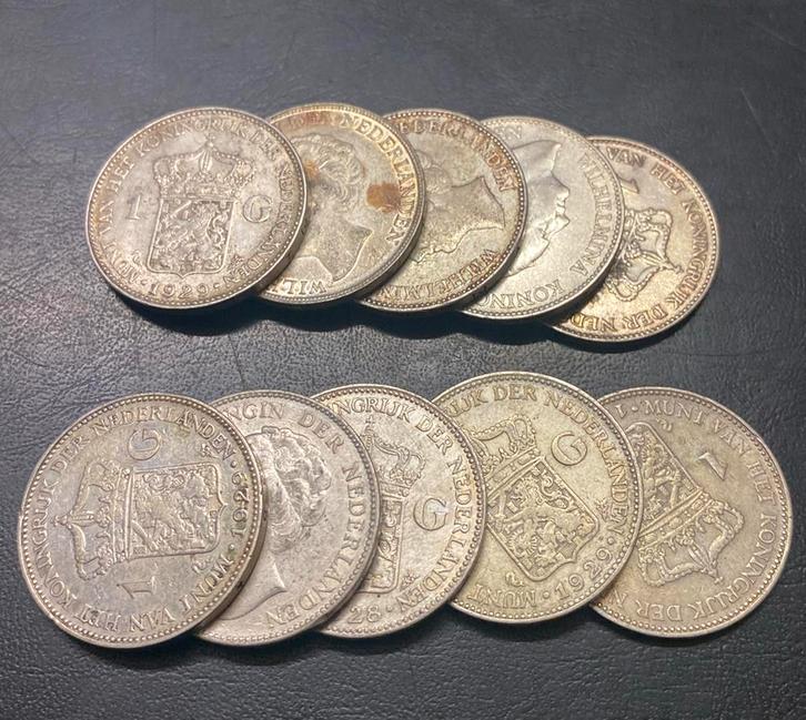 Wilhelmina 10x1 gulden, Postzegels en Munten, Edelmetalen en Baren, Zilver, Ophalen of Verzenden