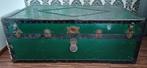 Oude groene reiskoffer / kist, Antiek en Kunst, Ophalen