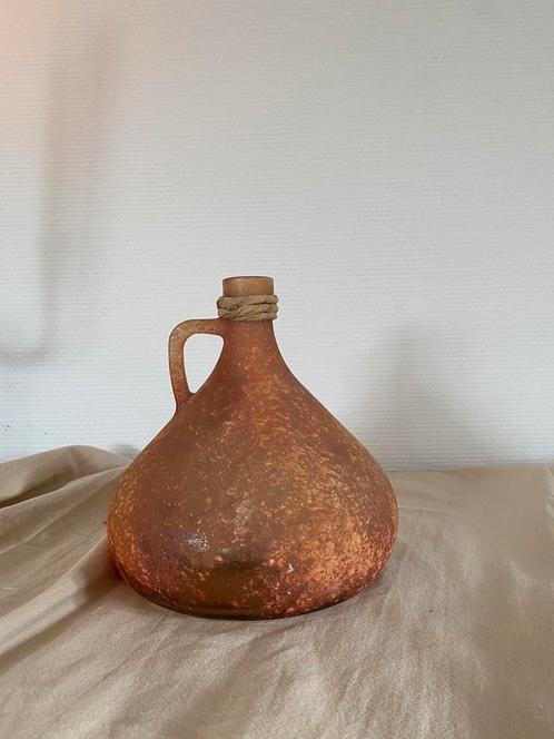 Preloved made in Spain oranje terra glazen vaas h19cm, Huis en Inrichting, Woonaccessoires | Vazen, Zo goed als nieuw, Oranje