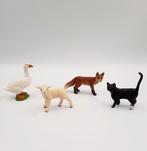 4 Schleich dieren: Gans, Vos, Kat en Lammetje, Ophalen of Verzenden