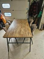 houten eetkamertafel met stalen poten, Huis en Inrichting, Tafels | Eettafels, Ophalen, Gebruikt, 50 tot 100 cm, 150 tot 200 cm