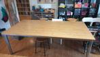 grote stevige tafel metaalframe, houten blad (240x120), Huis en Inrichting, Tafels | Eettafels, Ophalen, Gebruikt, 100 tot 150 cm