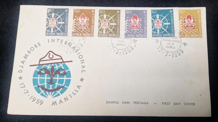 JAMBOREE MANILLA 1959 Sampul Hari pertama, Verzamelen, Scouting, Zo goed als nieuw, Overige typen, Ophalen of Verzenden