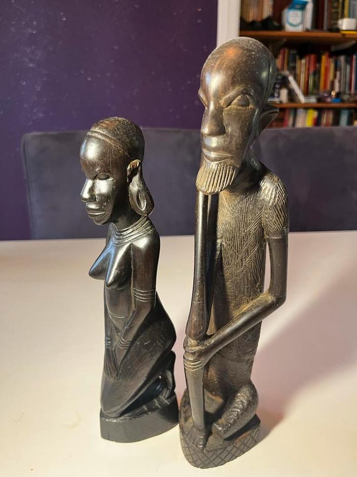 Afrikaanse Houten Beelden Set, Antiek en Kunst, Kunst | Niet-Westerse kunst, Ophalen of Verzenden