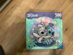 Ronde Disney Stitch Puzzel - 500 Stukjes, Hobby en Vrije tijd, Denksport en Puzzels, Ophalen of Verzenden, Zo goed als nieuw, Legpuzzel