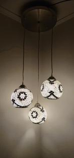 glasmozaiek hanglamp met 3 bollen, Ophalen of Verzenden, Zo goed als nieuw, Glas, 75 cm of meer