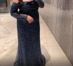Blauwe glitter abiye, Ophalen of Verzenden, Zo goed als nieuw, Blauw, Galajurk
