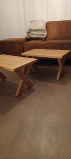 Massief eiken salon tafels., Huis en Inrichting, Tafels | Salontafels, Eikenhout, 200 cm of meer, Zo goed als nieuw, Minder dan 50 cm