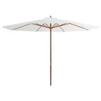 Parasol met houten paal 350 cm zandwit, Ophalen of Verzenden, Nieuw, 2 tot 3 meter, Stokparasol