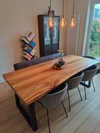 Massieve Suar Houten Eettafel Boomstamtafel - 220x100cm, Ophalen, Gebruikt, 100 tot 150 cm, 200 cm of meer