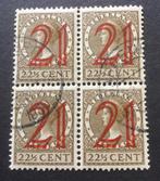 NVPH 221 blok van 4 gestempeld, Ophalen of Verzenden, T/m 1940