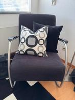 Zwart rib fluwelen fauteuils in retro look, Ophalen, Gebruikt, Minder dan 75 cm, 50 tot 75 cm