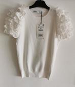 ZARA tricot top met volantmouwen mt. S, Verzenden, Nieuw, Maat 36 (S), Wit