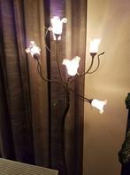 Mooie vloerlamp met 5 kelken, Huis en Inrichting, Lampen | Vloerlampen, Ophalen, Zo goed als nieuw, Glas, Romantisch, Brocante