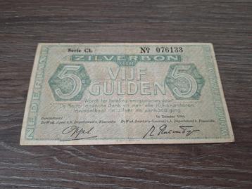 Net biljet 5 gulden zilverbon uit WOII, 1944 beschikbaar voor biedingen