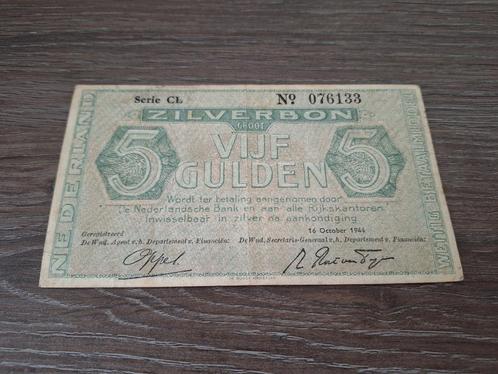 Net biljet 5 gulden zilverbon uit WOII, 1944, Postzegels en Munten, Bankbiljetten | Nederland, 5 gulden, Ophalen of Verzenden